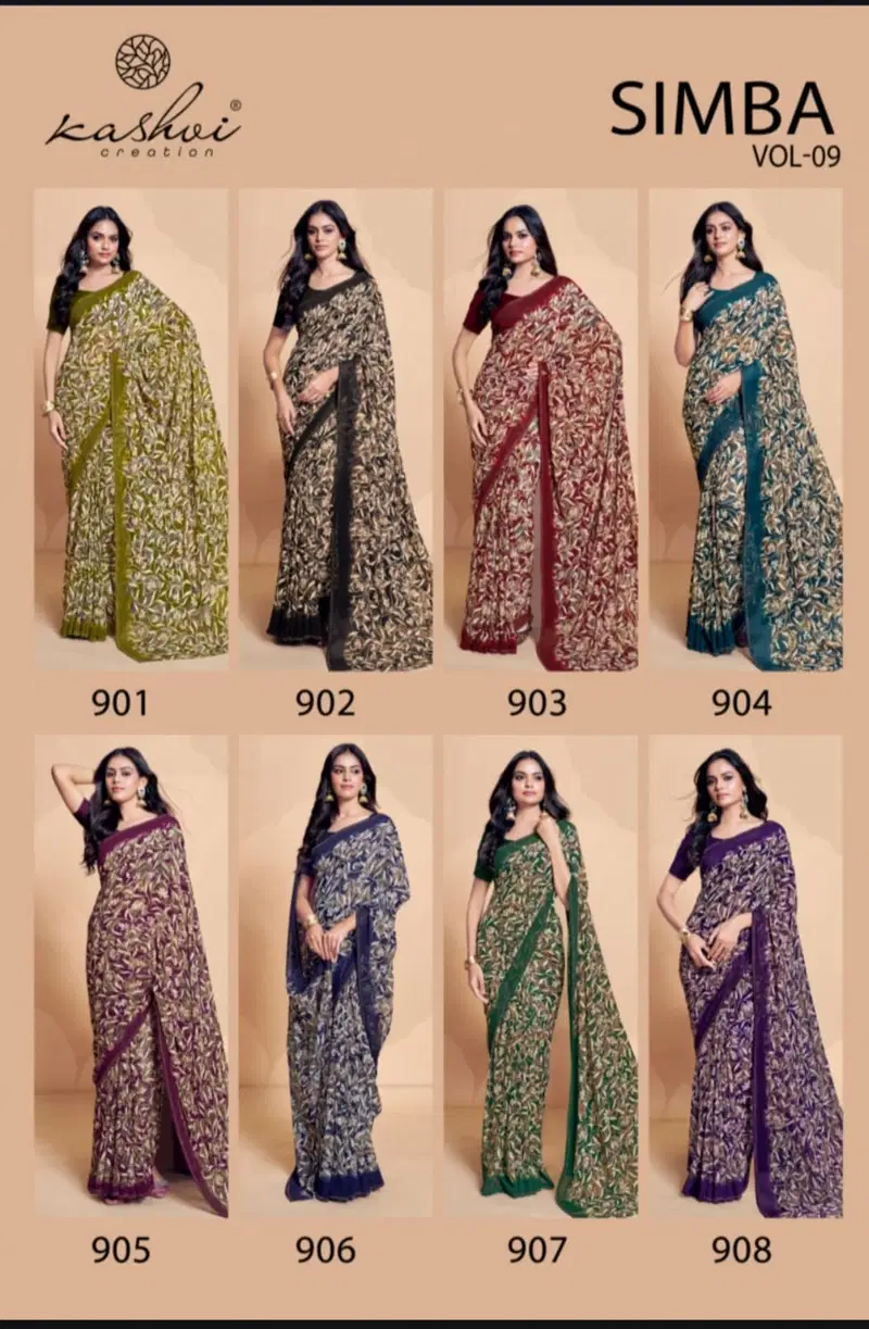 Simba Vol 9 By Kashvi Georgette Daily Wear Sarees Exporters In India