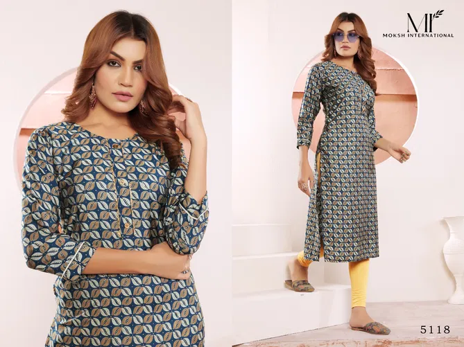 Star Vol 3 By Moksh Viscose Maslin Printed With Pocket Kurti Suppliers In India