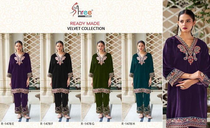 R 1478 By Shree Velvet Embroidery Top With Bottom Surat Wholesale Market