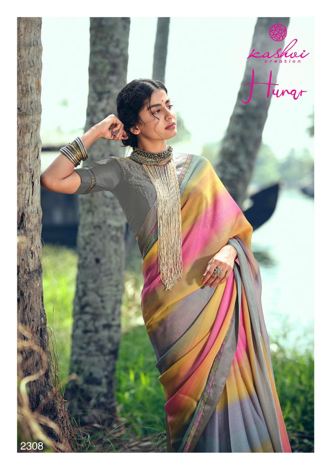 Kashvi Hunar Latest Fancy Casual Wear Printed Chiffon Sarees Collection
