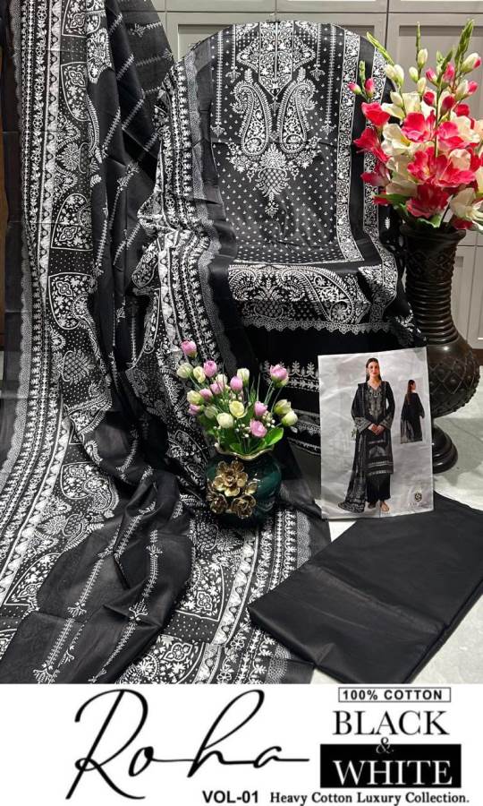 Roha Black And White Vol 1 By Keval Karachi Cotton Pakistani Readymade Suits Wholesale Online