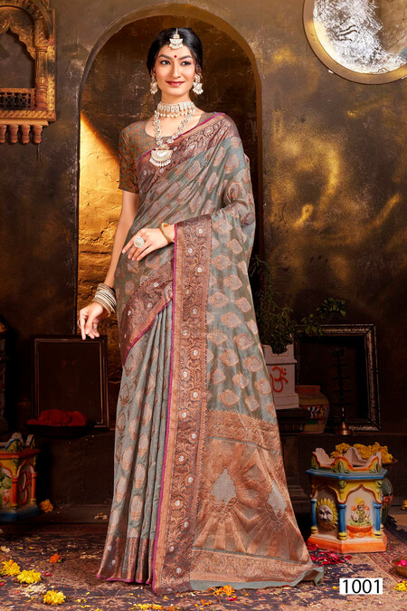 Kundan 3 By Saroj 1001 To 1006 Designer Saree Wholesale Clothing Distributors In India
