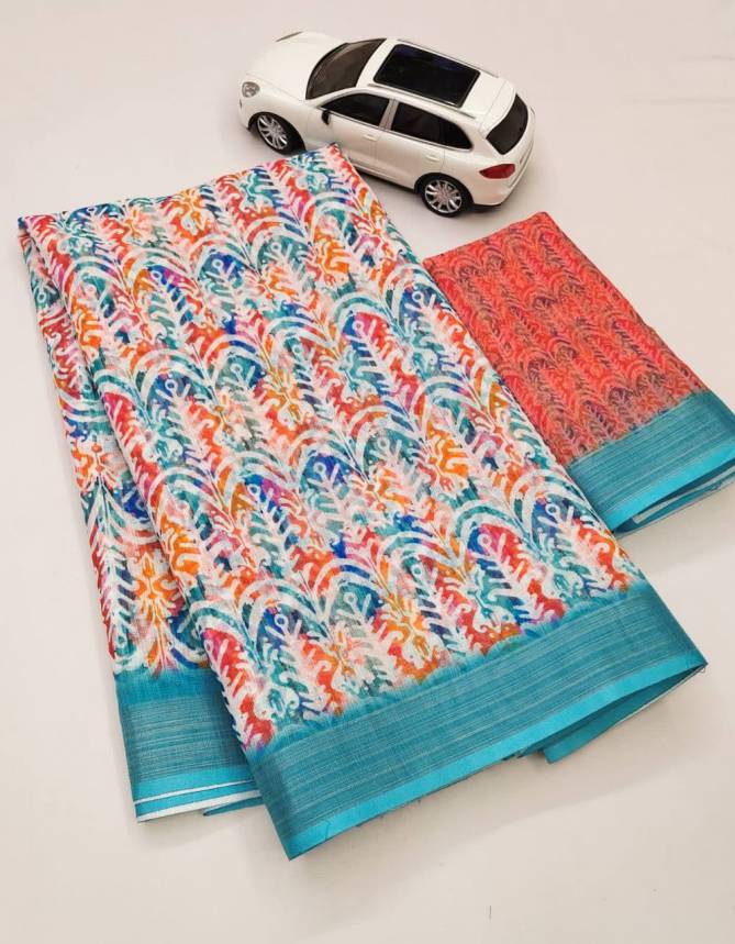 MG 279 Linen Printed Daily Wear Sarees Catalog