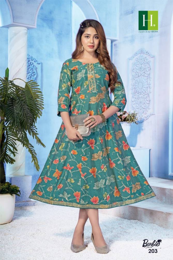 Barbie Vol 2 By Hirwa Printed Anarkali Kurtis Catalog