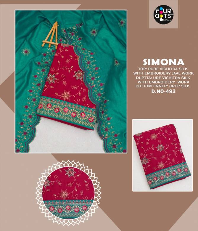 Simona By Four Dots Dn 491 To 494 Series Non Catalog Dress Material Wholesalers In Delhi