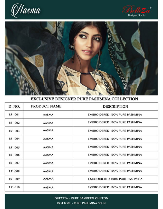 Aasma By Belliza Pure Pashmina Dress Material Suppliers In India