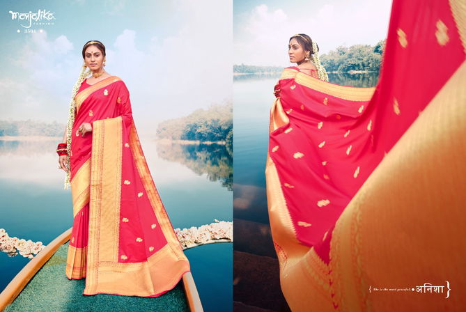 monjolika mukunda exclusive latest fancy festive wear designeg banarasi silk saree collection