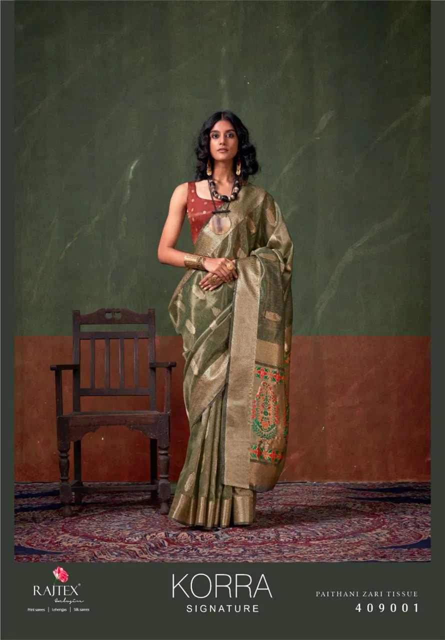 Korra Signature By Rajtex Paithani Zari Tissue Saree Suppliers In India