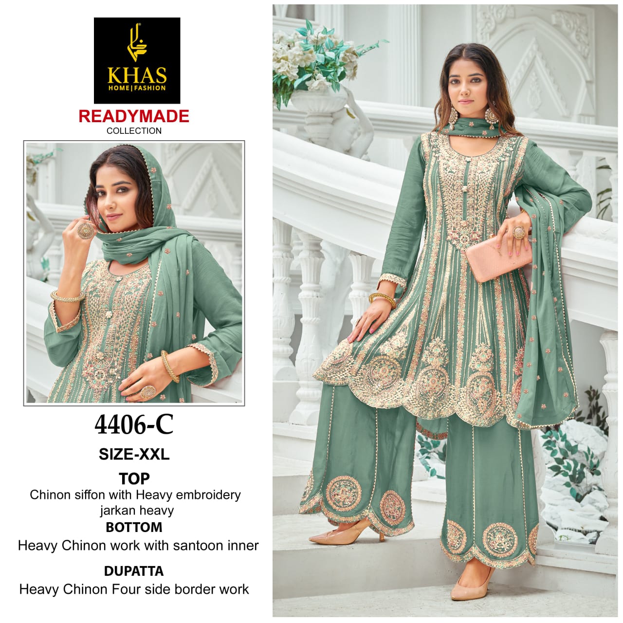 4406 Khas Chinon Silk Pakistani Readymade Suits Suppliers In India