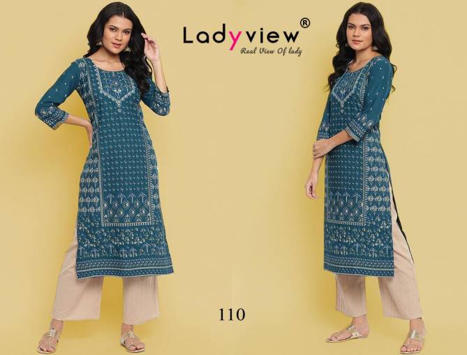 Ladyview Gold 1 Designer Ethnic Wear Rayon Printed Fancy Kurti Collection
