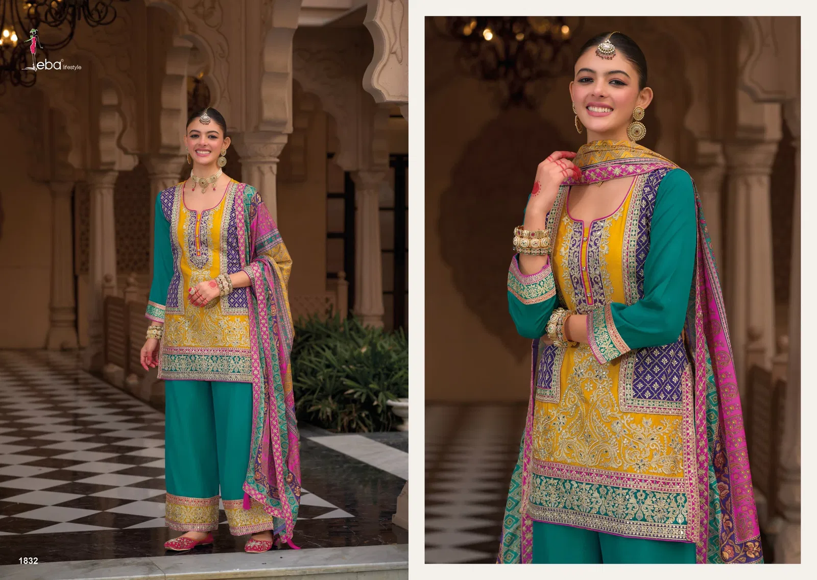 Kasturi by Eba Chinon Embroidered Readymade Suits Wholesale Online