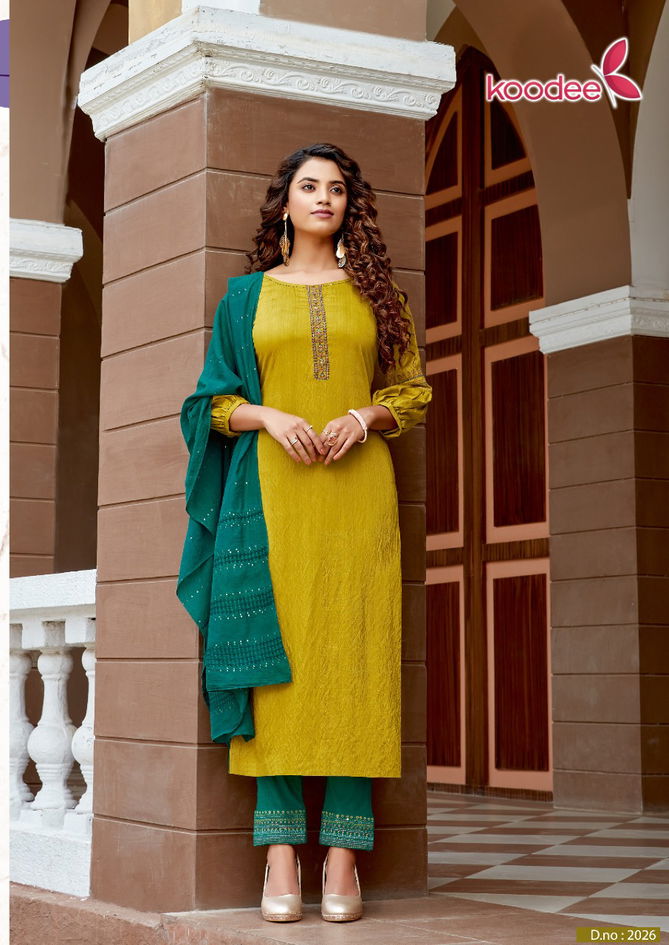 Koodee Saheli 6 Latest Fancy Festive Wear Pure Nylon Viscose With Embroidery Work Designer Readymade Salwar Suit Collection
