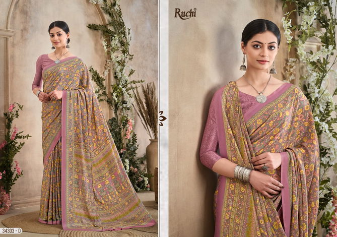 Vivanta Silk 36 By Ruchi Silk Crepe Printed Wholesale Sarees In India