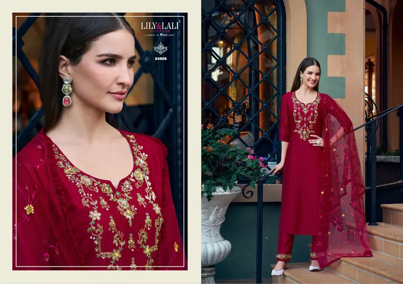 Maria 9 Vol 5 By Lily And Lali Vichitra Silk Kurti With Bottom Dupatta Orders In India