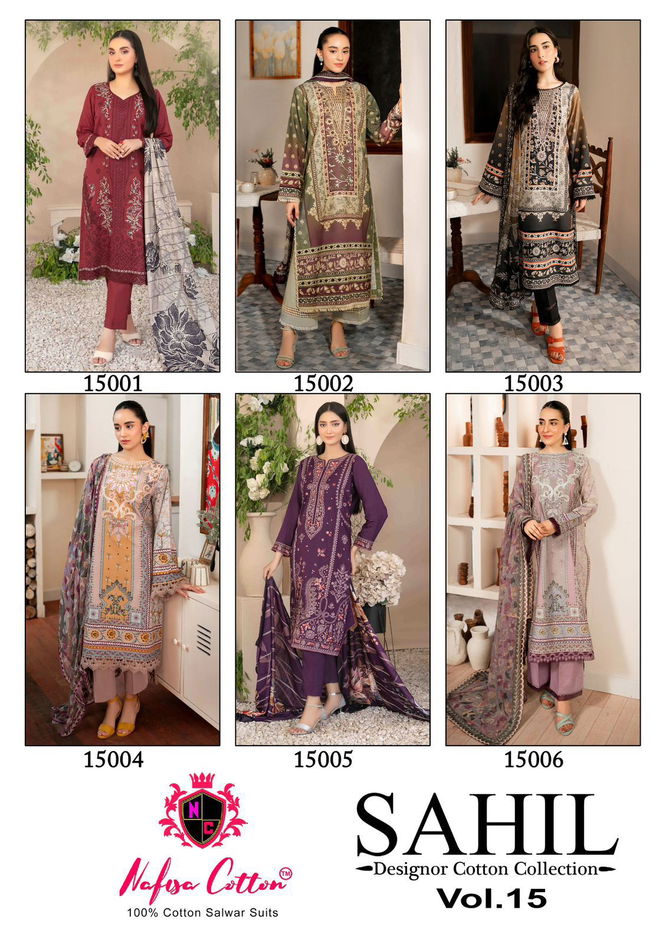 Sahil Vol 15 By Nafisa Karachi Cotton Dress Material Orders In India