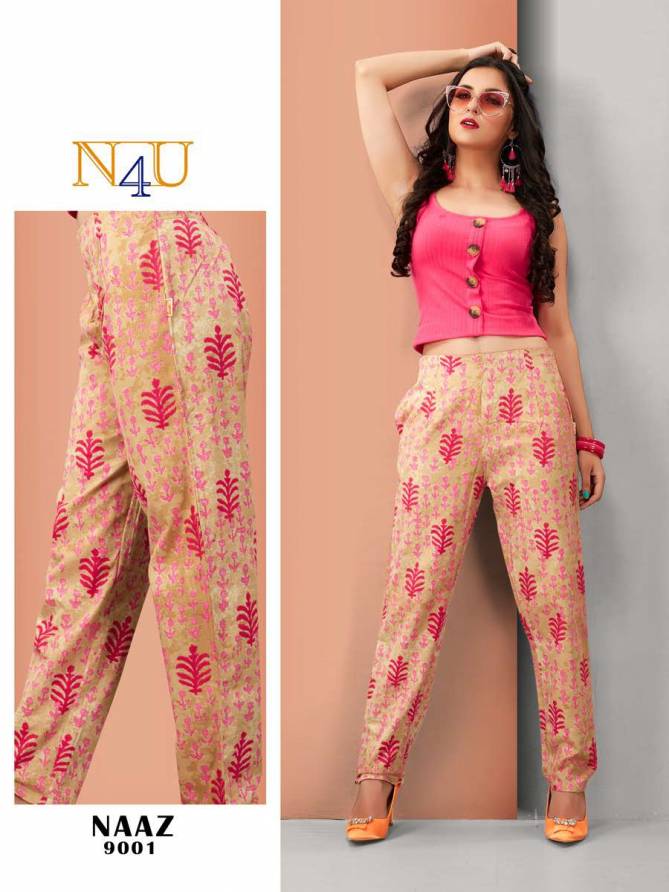 N4u Naaz Pant Cotton Flex Printed Western Wear Bottom Collection
