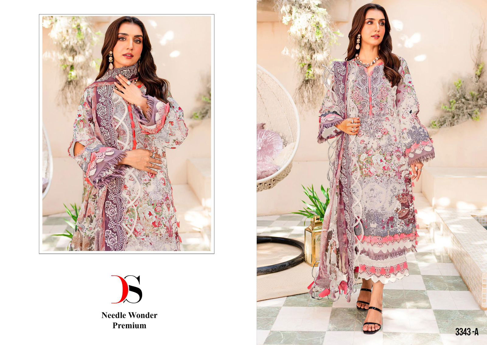 Niddle Wonder 3343 By Deepsy Embroidery Patch Cotton Pakistani Suits Wholesale Market In Surat