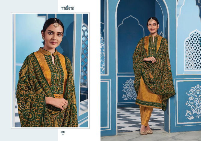 Maisha Mania 001 Series pure silk with Heavy embroidery and Swarovski work Dupatta Dress Materials Collection