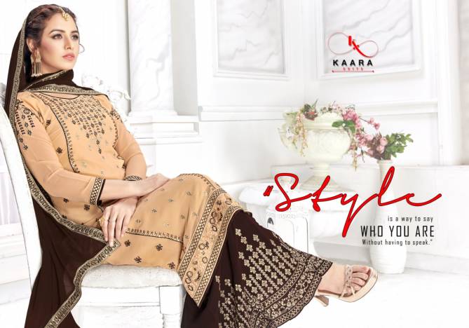 Kaara Simran Designer Fox Georgette with Heavy Embroidery & Fancy Diamond top With Bottom And Four Side Less Dupatta Salwar Suits Collection