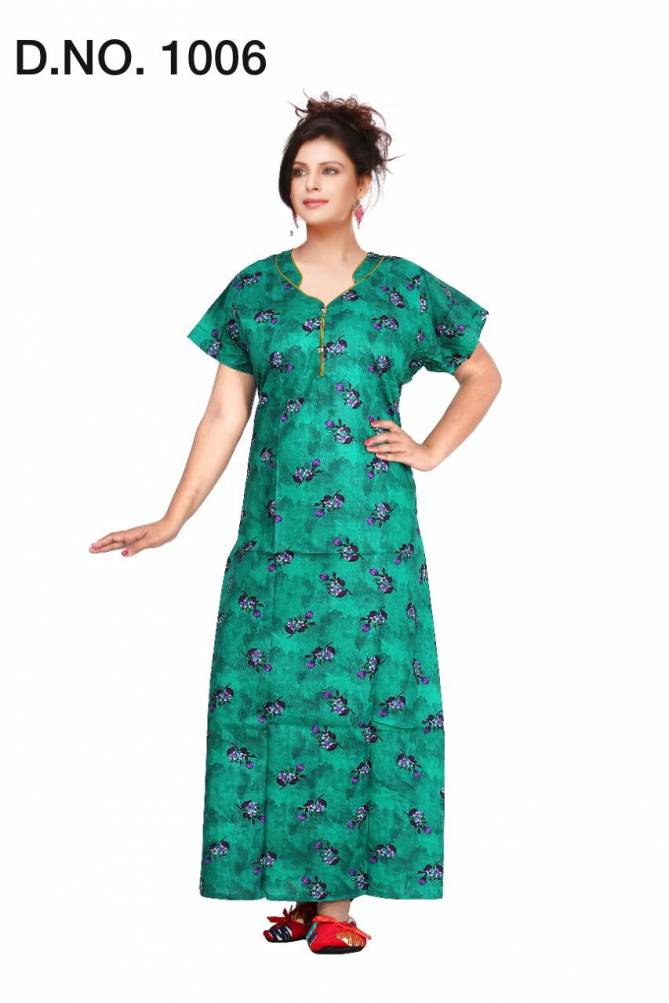 Ft 1006 Cotton Letest Fancy Designer Printed Western Night suits Collection Nighty Collection
