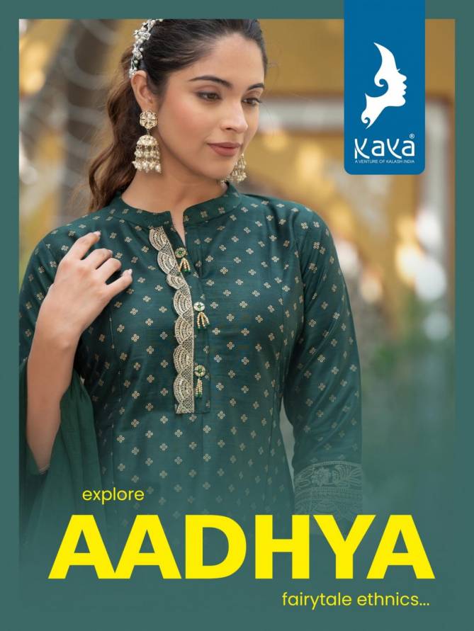 Aadhya By Kaya Long Silk Kurti With Bottom Dupatta Catalog