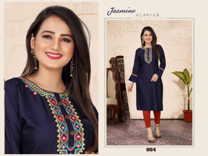 Aagya Jasmine 3 Fancy Ethnic Wear Rayon Embroidery Designer Kurti Collection
