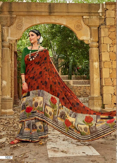 Laxminam Urvi Casual Regular Wear Printed Georgette Designer Saree Collection
