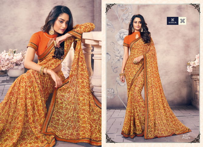 Hirva Raghini Latest Designer Regular Wear Georgette Printed Saree Collection