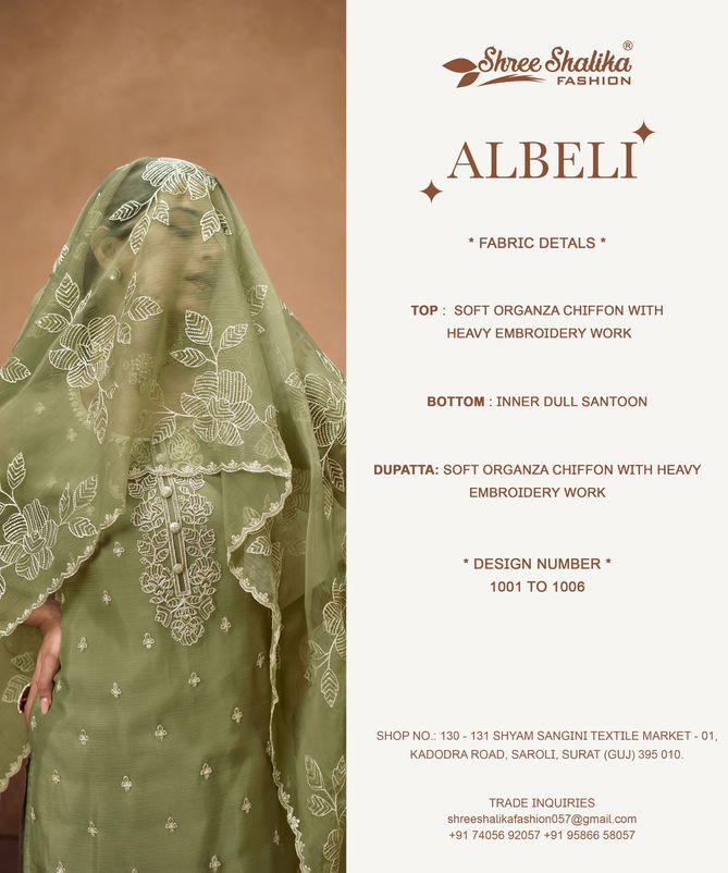 Albeli By Shree Shalika Organza Embroidery Salwar Suits Wholesale Online