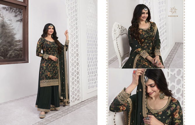 Vinay Kuleesh Swara Silk Embroidery Sharara Salwar Kameez Catalog
