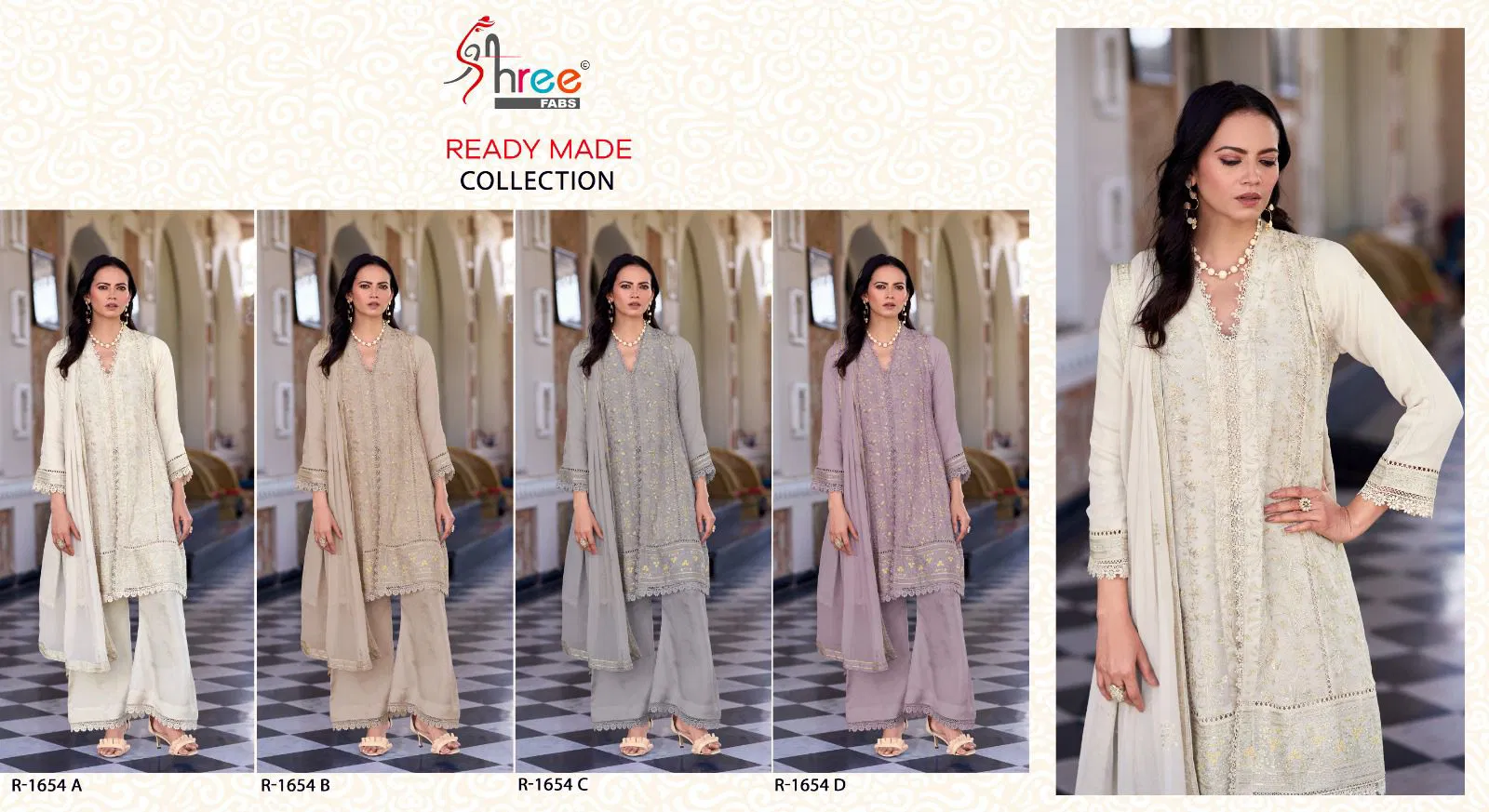 R 1654 By Shree Fabs Pakistani Readymade Suits Wholesale Shop In Surat