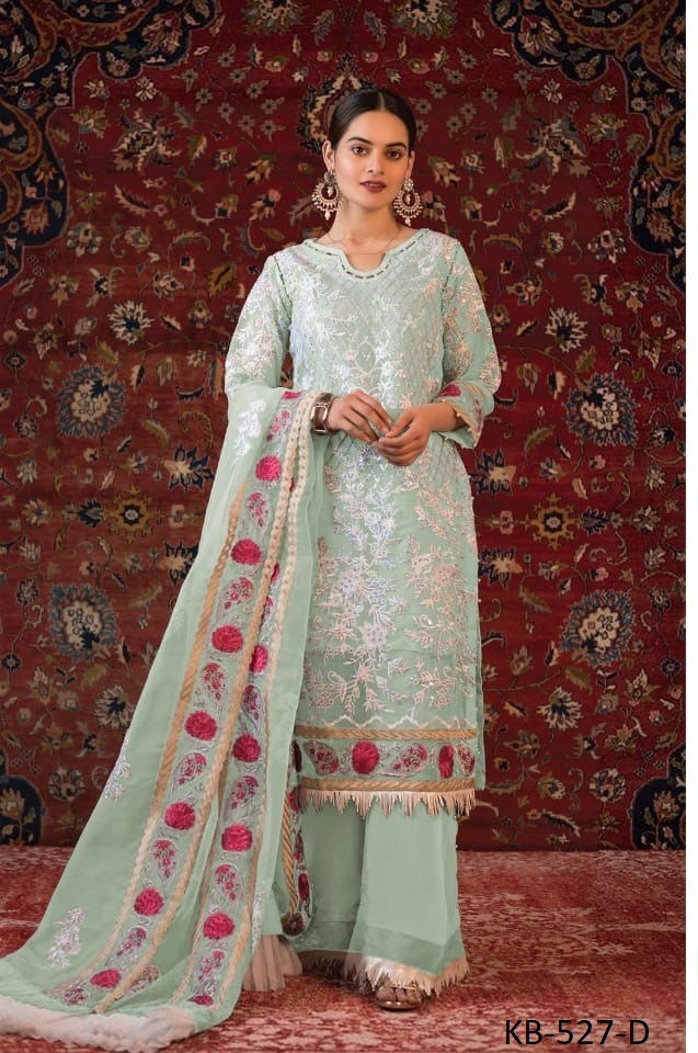 Kb Super Hit 527 Festive Wear Fox Georgette With Embroidery Work Pakistani Salwar Kameez Collection
