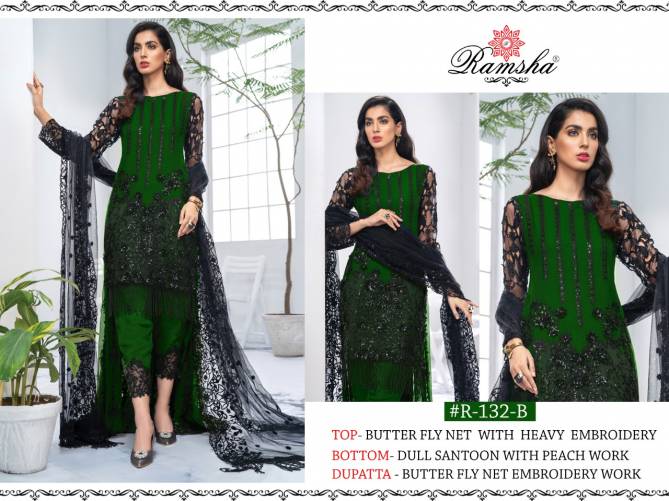 Ramsha R 132 Nx Latest Fancy Designer Festive Wear Butter Fly Net With Embroidered Pakistani Salwar Kameez Collection
