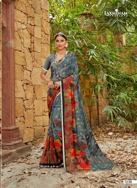 Laxminam Urvi Casual Regular Wear Printed Georgette Designer Saree Collection
