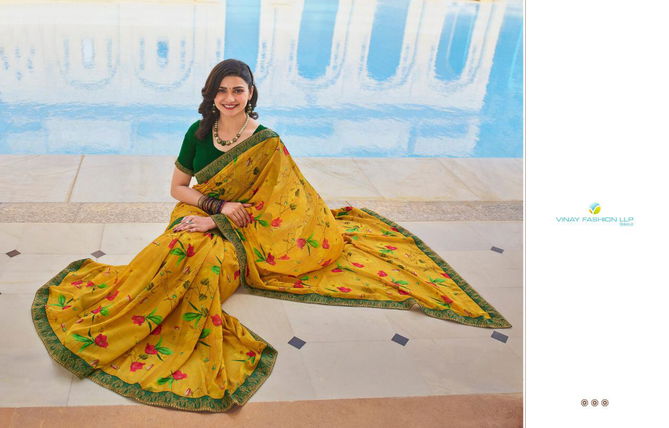 VINAY FASHION STARWALK VOL-63 Latest Fancy Casual Wear Printed Georgette Saree with Jacquard Border Saree Collection