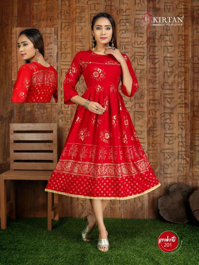 Kirtan Prakriti 2 Fancy Designer Ethnic Wear Heavy Rayon Printed Anarkali Kurtis Collection
