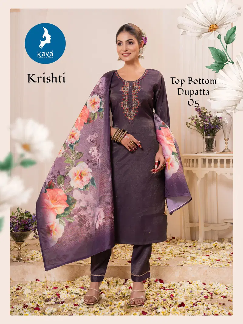 Krishti By Kaya Roman Shimmer Kurti With Bottom Dupatta Wholesale In India