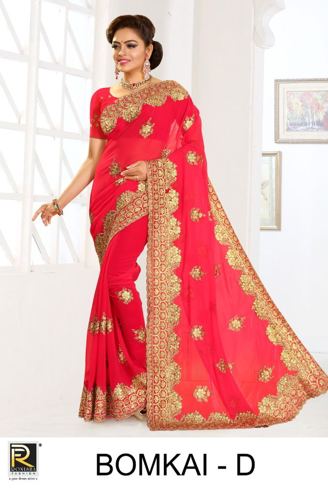 Ronisha Bomkai Latest Designer Festival Wear Fancy Georgette saree collection
