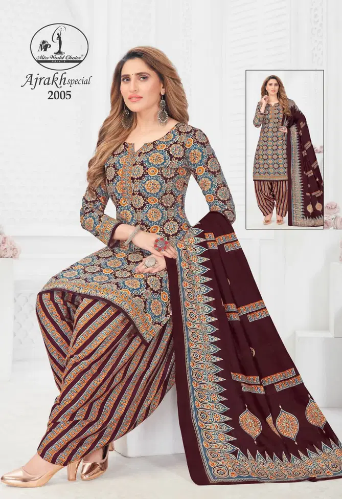 Miss World Ajrakh Vol 2 Designer Cotton Dress Material
