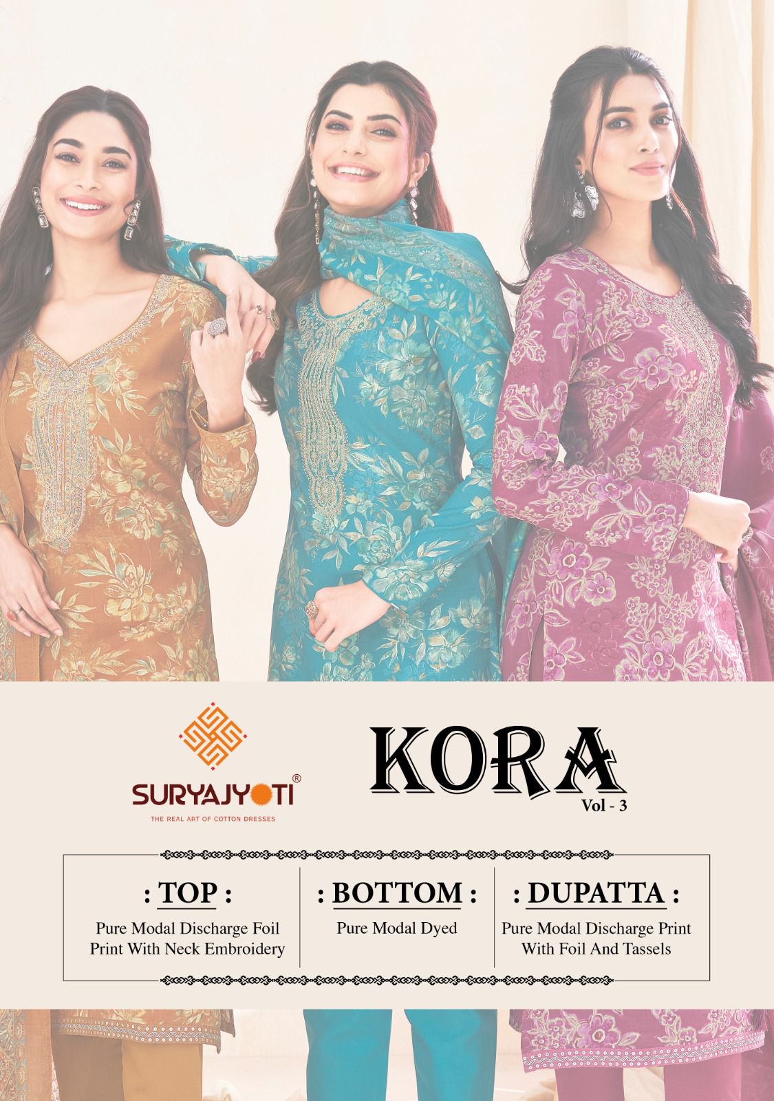 Kora Vol 3 By Suryajyoti Embroidery Modal Printed Dress Material Wholesale Online