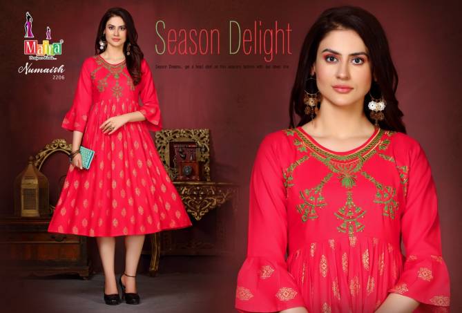Maira Numaish 22 Floral Latest Designer Ethnic Wear Printed With Embroidery Work Anarkali Kurtis Collection
