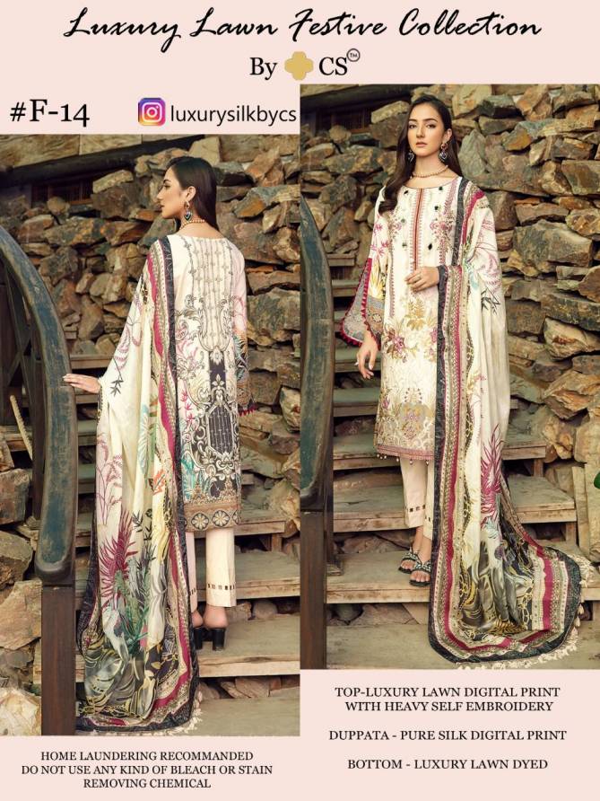 Cs 4 Luxury Lawn Cotton Printed Fancy Regular Wear Dress Material Collection