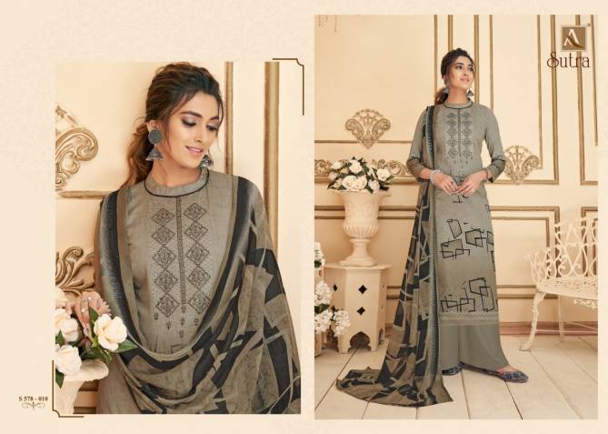 Alok Sutra Fancy Designer Heavy Festive Wear Pure Jam Cotton Print with Fancy Embroidery and Swarovski Diamond Work Dress Material
