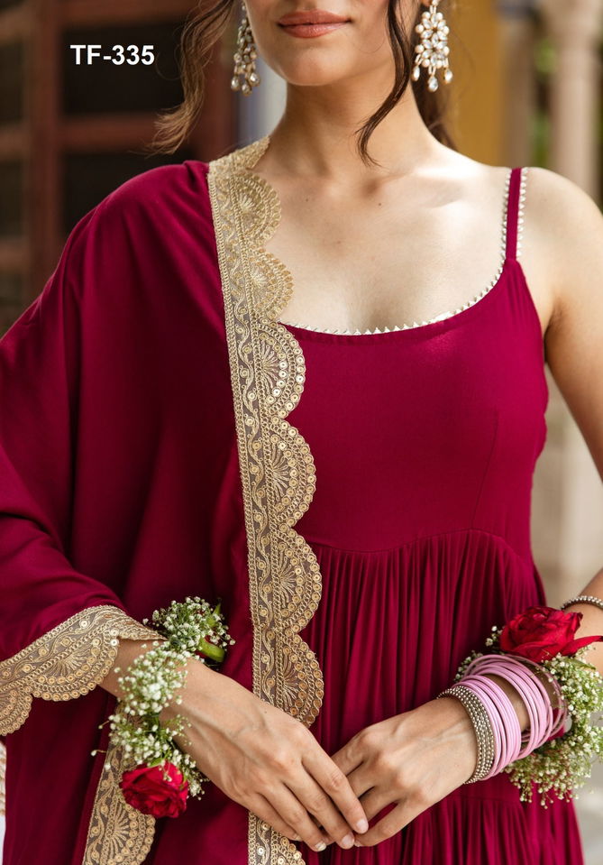 Tf 335 Maroon Colour Arya Pure Rayon Readymade Suit Wholesale In India