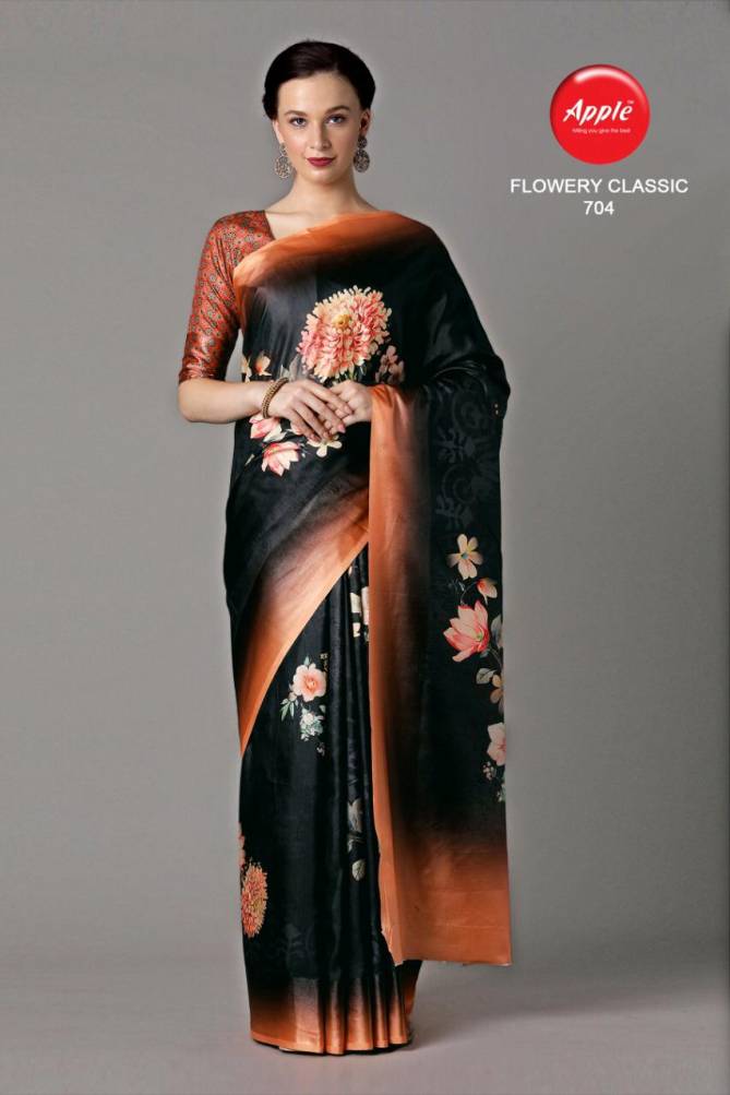 APPLE FLOWERY CLASSIC VOL-7 Latest Designer Fancy Party Festive Wear Dola Patta Saree Collection
