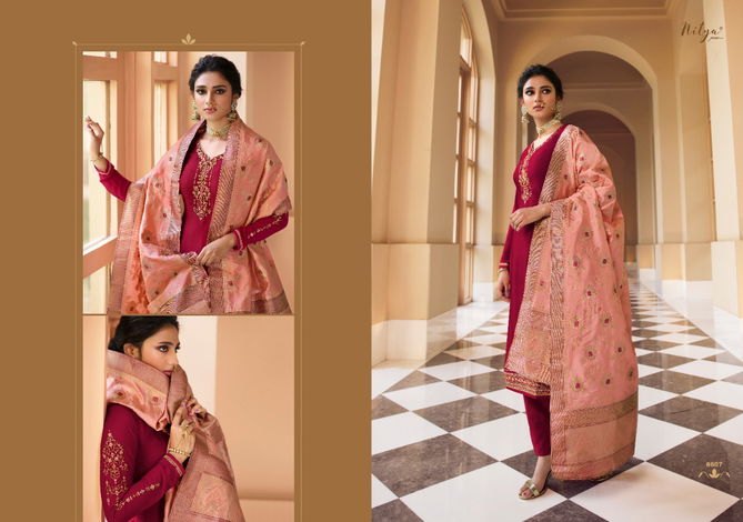 Lt Nitya 166 Latest Fancy Festive Wear Satin Georgette Heavy  Designer Dress Material Collection
