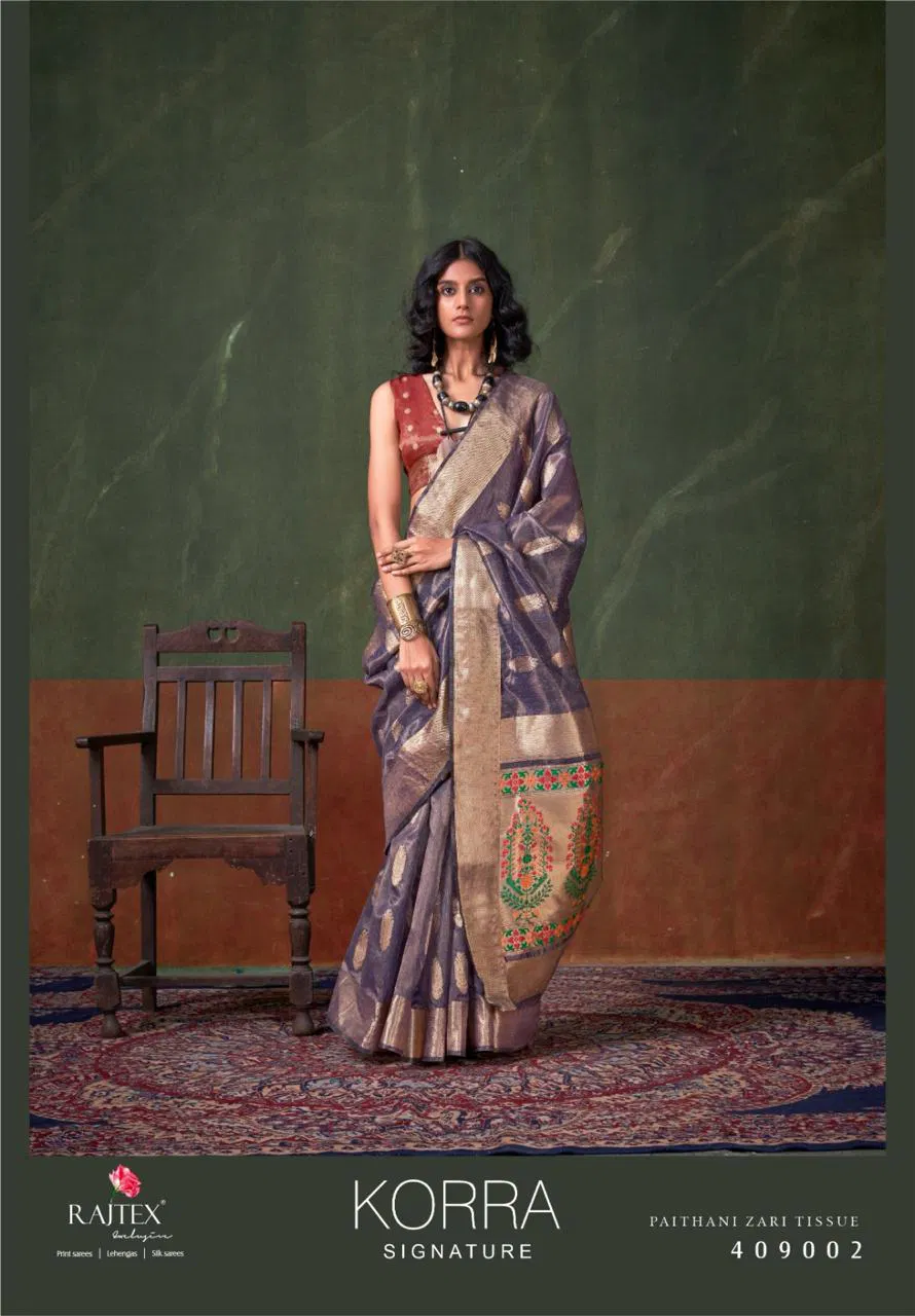 Korra Signature By Rajtex Paithani Zari Tissue Saree Suppliers In India