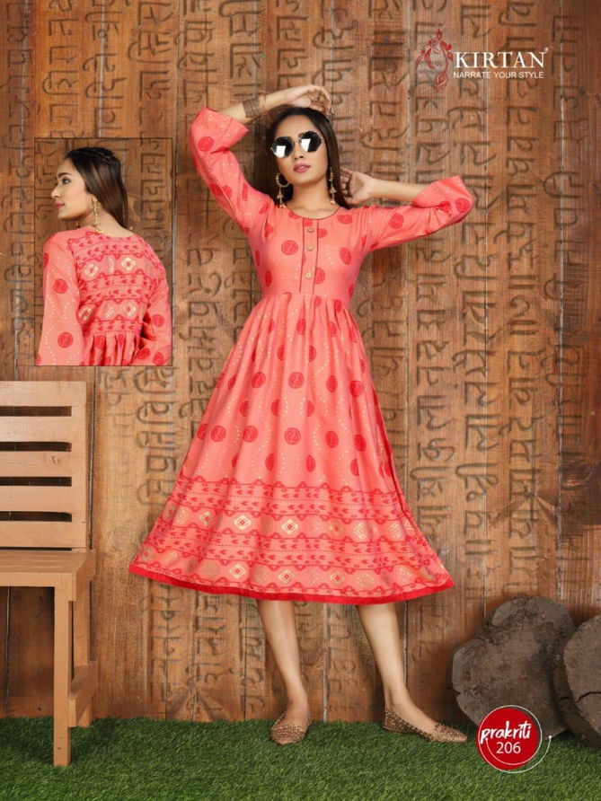 Kirtan Prakriti 2 Fancy Designer Ethnic Wear Heavy Rayon Printed Anarkali Kurtis Collection
