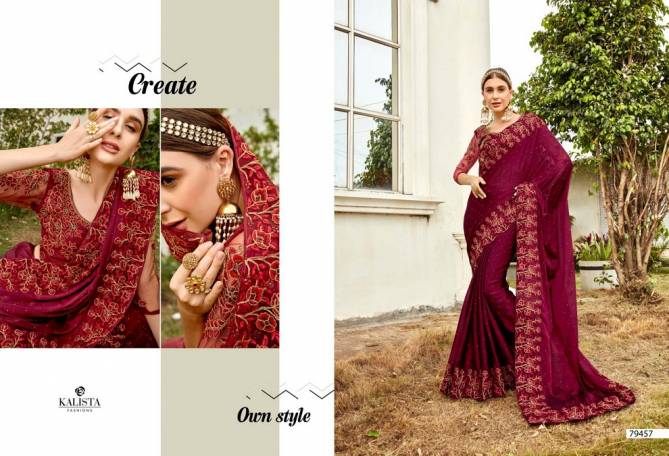 Kalista Harleen Gold Edition Party Wear Designer Vichitra Silk Latest Saree Collection
