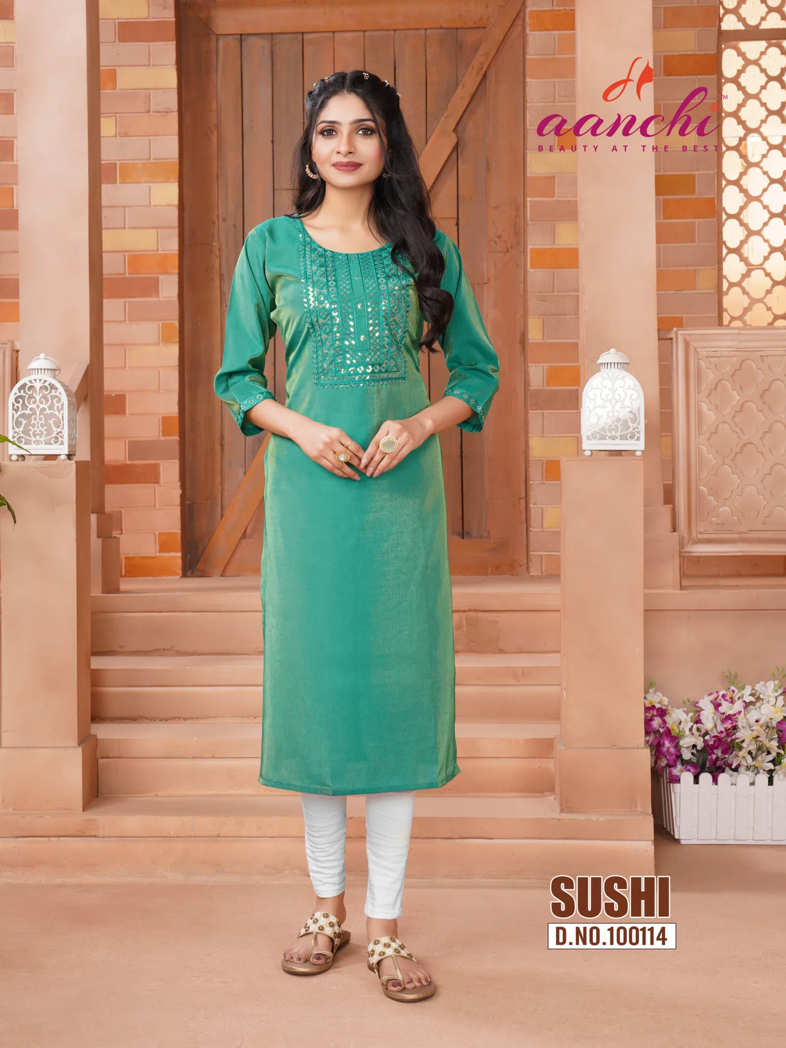 Sushi By Aanchi Shimmer Embroidered Kurtis Suppliers In India